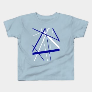 Criss Cross Royal Blue and White Lines Kids T-Shirt